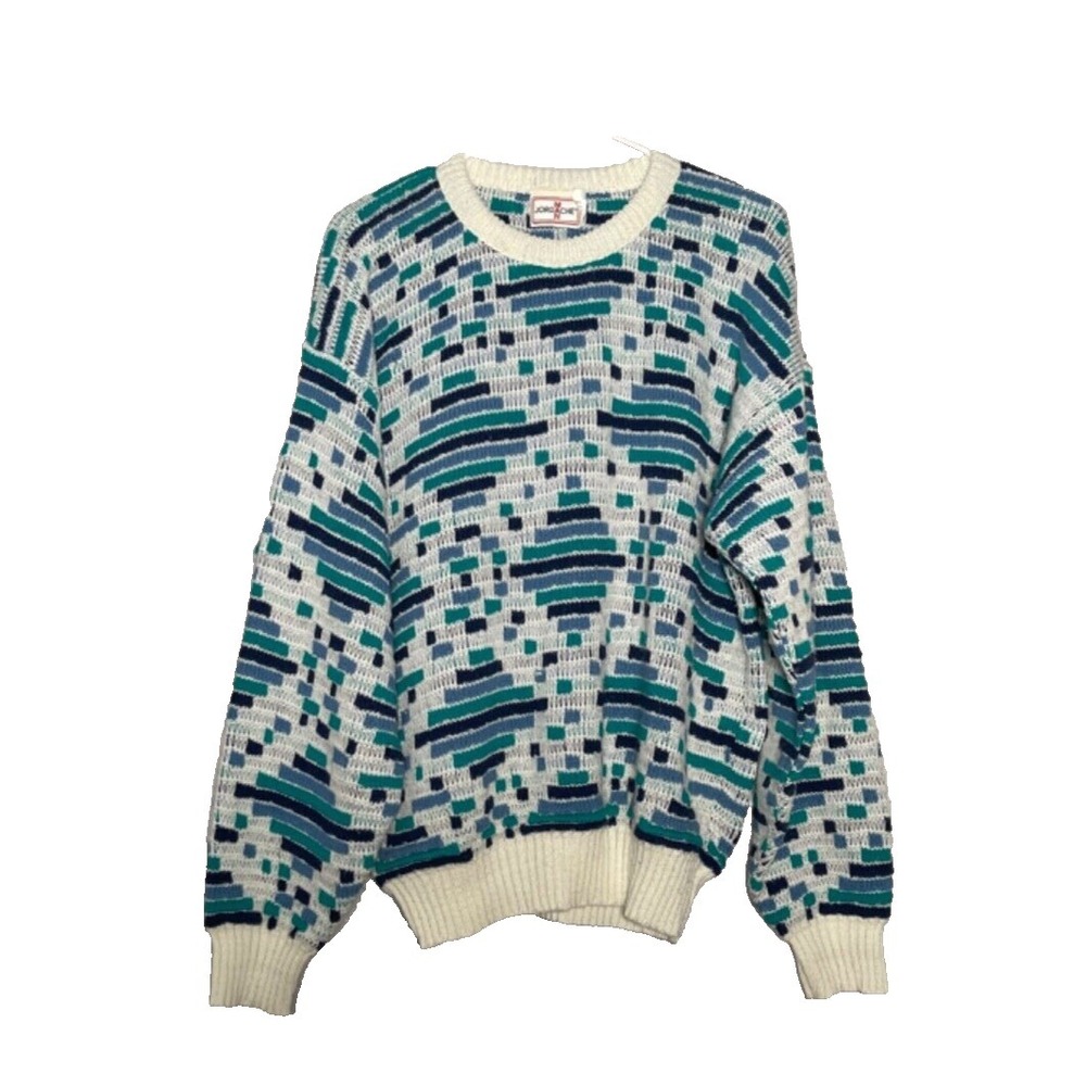 Vtg. Jordache Knit Sweater Mens Large Multicolor Pullover Retro 80's 90's‎ USA